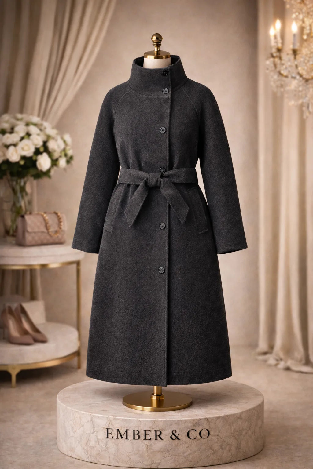 Lyra High-Neck Wrap Coat